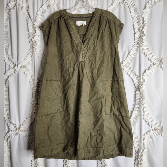 Anthropologie Womens Army Green Kimber Tunic Shift Dress Sz Medium - Picture 3 of 6